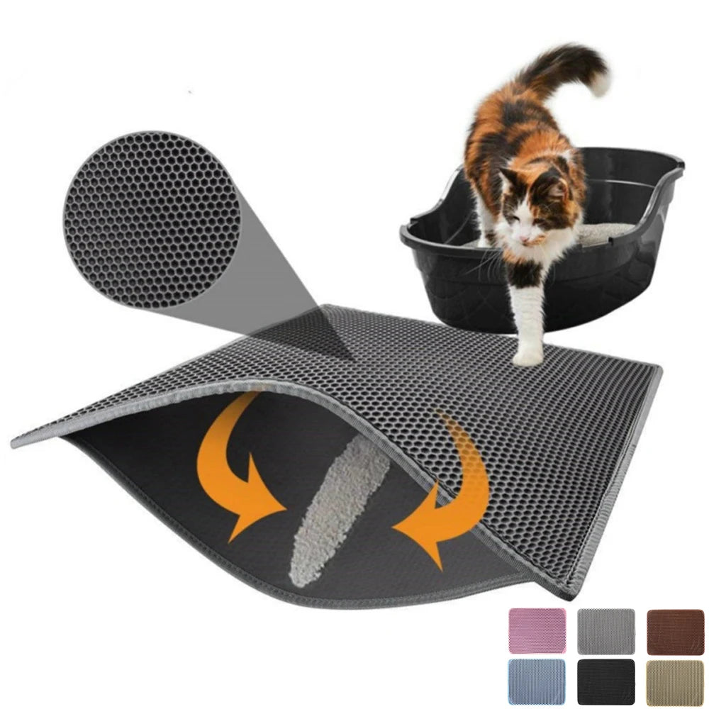 Pet Cat Litter Mat Waterproof EVA Double Layer Cat Litter Trapping Pet Litter Box Mat Clean Pad Products for Cats Accessories